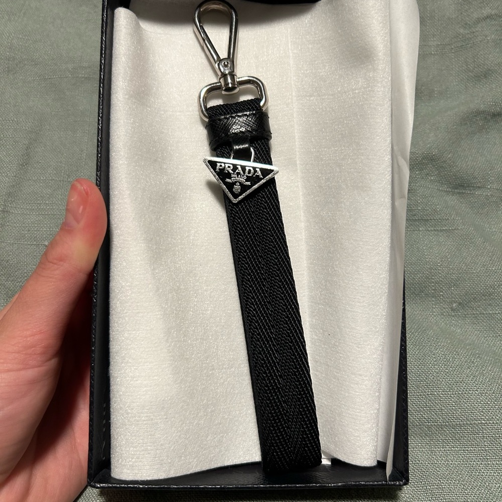 Prada Woven nylon tape keychain